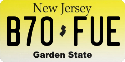 NJ license plate B70FUE