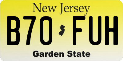 NJ license plate B70FUH