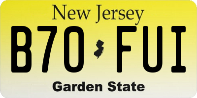NJ license plate B70FUI