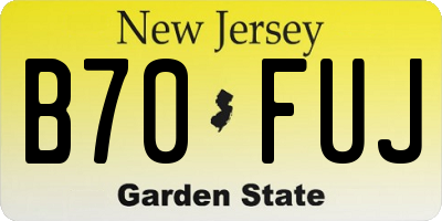 NJ license plate B70FUJ