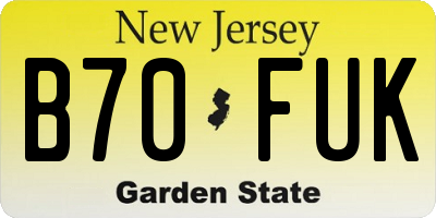 NJ license plate B70FUK