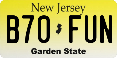 NJ license plate B70FUN