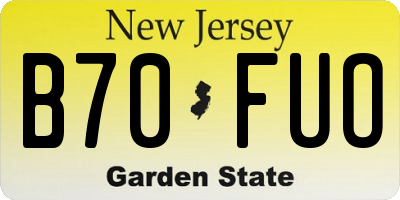 NJ license plate B70FUO