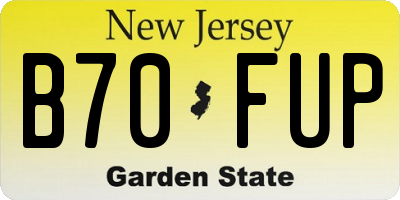 NJ license plate B70FUP