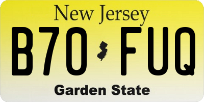 NJ license plate B70FUQ