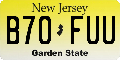 NJ license plate B70FUU