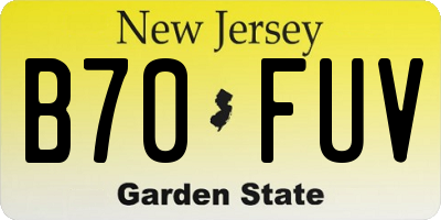 NJ license plate B70FUV