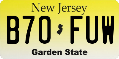 NJ license plate B70FUW