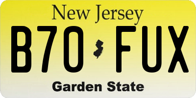 NJ license plate B70FUX