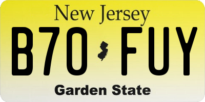 NJ license plate B70FUY
