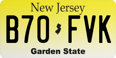 NJ license plate B70FVK