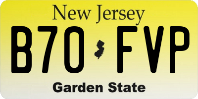 NJ license plate B70FVP