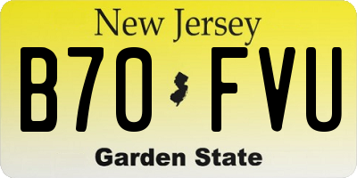 NJ license plate B70FVU