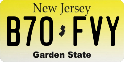NJ license plate B70FVY