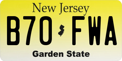 NJ license plate B70FWA