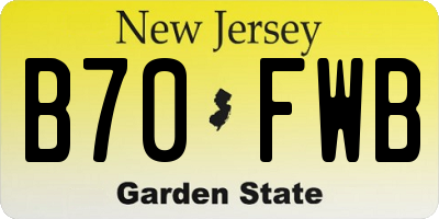 NJ license plate B70FWB