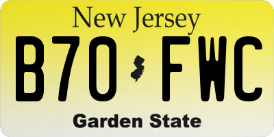 NJ license plate B70FWC