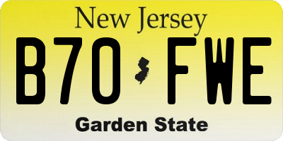NJ license plate B70FWE