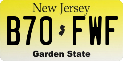 NJ license plate B70FWF