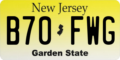 NJ license plate B70FWG