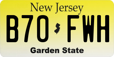NJ license plate B70FWH