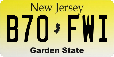 NJ license plate B70FWI