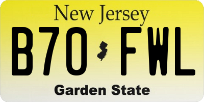 NJ license plate B70FWL