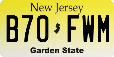 NJ license plate B70FWM