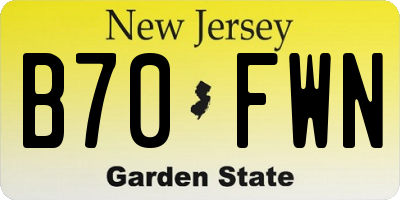 NJ license plate B70FWN