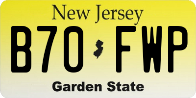 NJ license plate B70FWP