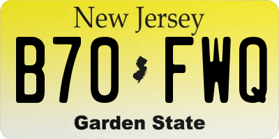 NJ license plate B70FWQ