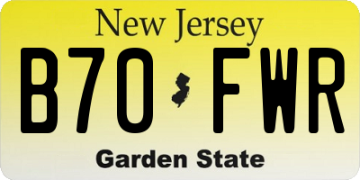 NJ license plate B70FWR