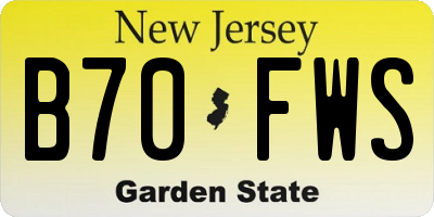 NJ license plate B70FWS