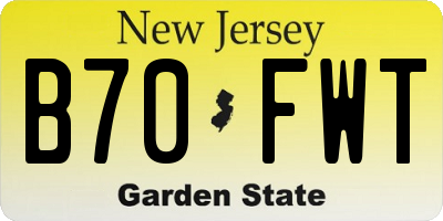 NJ license plate B70FWT