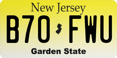 NJ license plate B70FWU