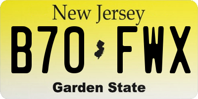 NJ license plate B70FWX