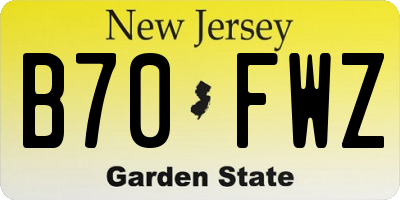 NJ license plate B70FWZ