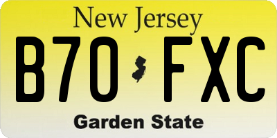 NJ license plate B70FXC