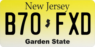 NJ license plate B70FXD