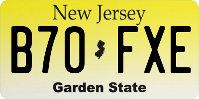 NJ license plate B70FXE