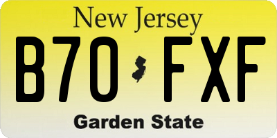NJ license plate B70FXF