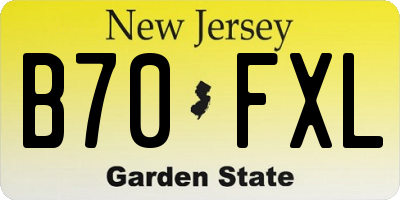 NJ license plate B70FXL