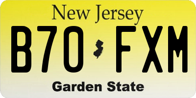 NJ license plate B70FXM