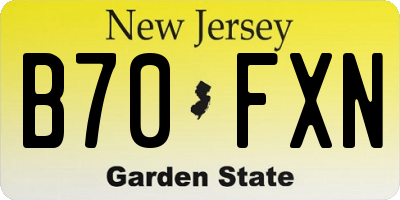 NJ license plate B70FXN