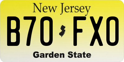 NJ license plate B70FXO