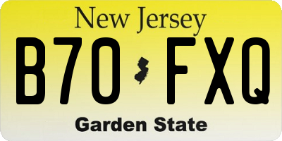 NJ license plate B70FXQ