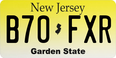 NJ license plate B70FXR
