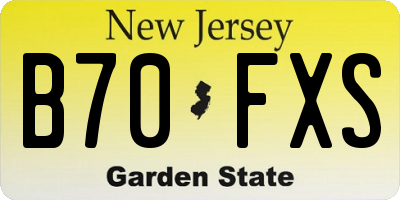NJ license plate B70FXS