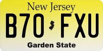 NJ license plate B70FXU