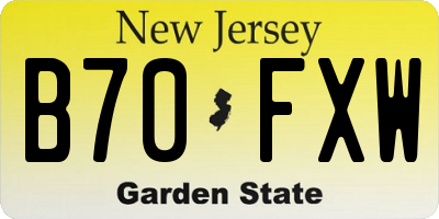 NJ license plate B70FXW